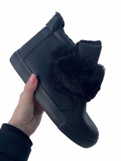 BOTKI DAMSKIE SNEAKERSY Z FUTERKIEM SKÓRA EKO CZARNE ŚNIEGOWCE