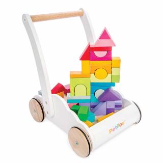 Drewniany chodzik Rainbow Cloud pchacz z klockami zabawka dzieci Le Toy Van