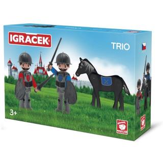 FIGURKI TRIO - 2 RYCERZY + CZARNY KOŃ 26215