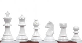 Figury szachowe Staunton 6, plastikowe (król 95 mm) - śnieżnobiałe