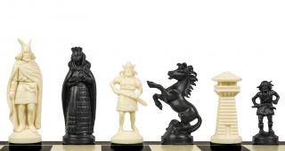 Figury szachowe stylizowane na Wikingów, kremowo-czarne (król 98 mm)