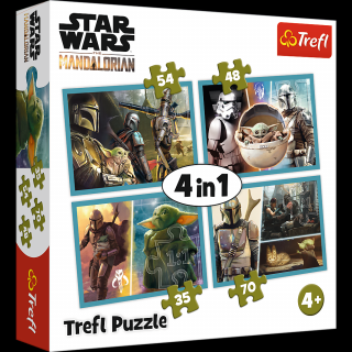 MANDALORIAN I JEGO ŚWIAT STAR WARS PUZZLE 4w1 TREFL 34377