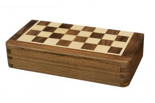Szachy MAGNETYCZNE mini z intarsjowaną szachownicą 18 cm - ODWRÓCONE