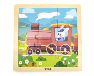 Viga 44631 Puzzle na podkładce 9 elementów - pociąg