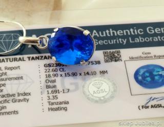 22,6ct TANZANIT z TANZANII - srebrny wisior 22,6ct