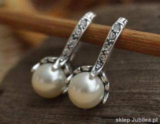 ALLI - srebrne kolczyki z perłą i kryształkami