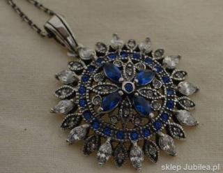 AMBROSIA - srebrny wisior szafiry i kryształy