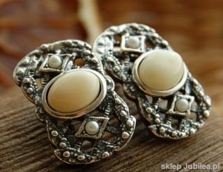 BAROCCO - srebrne kolczyki z bursztynem i perłami