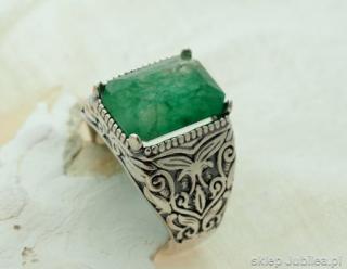 GENTLEMAN naturalny szmaragd 6,35ct srebrny sygnet