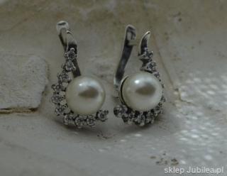 SENTOSA - srebrne kolczyki z perłą i cyrkoniami