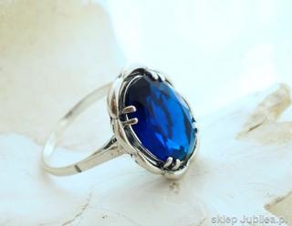 SPINEL - srebrny pierścień z szafirem