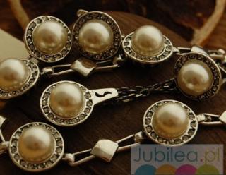 Srebrny komplet perły i kryształy ADRIA