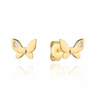 Kolczyki złoty motylek z pojedynczą cyrkonią (Gramatura: 0.85)