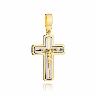 Krzyż złoty z Jezusem w dwóch kolorach złota (Gramatura: 6.86)