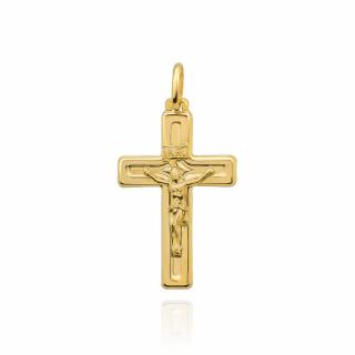 Krzyżyk złoty błyszczący z ukrzyżowanym Jezusem (Gramatura: 0.86)