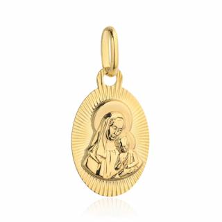 Medalik Matka Boska z Dzieciątkiem Jezus w diamentowanym owalu pr. 585 (Gramatura: 0.66)