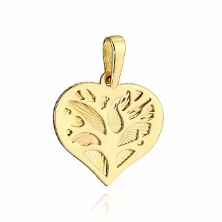 Zawieszka złota drzewko szczęścia w diamentowanym sercu (Gramatura: 0.75)