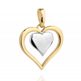 Zawieszka złote serce z serduszkiem z białego złota w środku (Gramatura: 0.65)