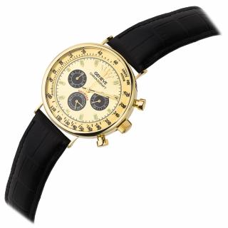 Zegarek złoty męski na czarnym pasku II