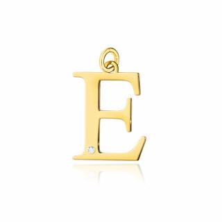Złota zawieszka litera E z brylantem