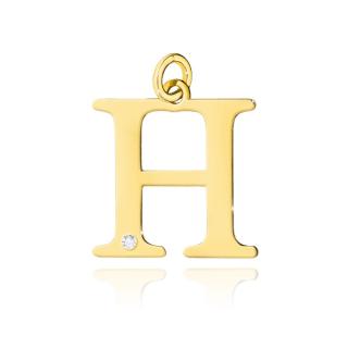 Złota zawieszka litera H z brylantem