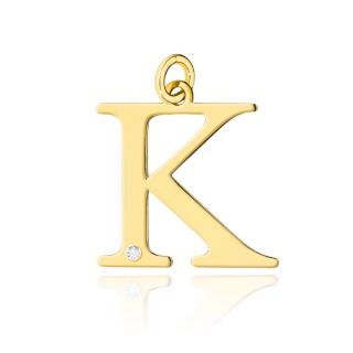 Złota zawieszka litera K z brylantem