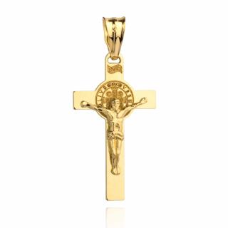 Złoty krzyżyk z Jezusem benedyktyński (Gramatura: 1.94)