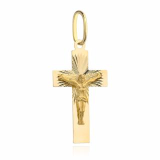 Złoty krzyżyk z Jezusem w diamentowanej oprawie (Gramatura: 1.37)