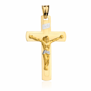 Złoty krzyżyk z wizerunkiem Jezusa duży dwukolorowy (Gramatura: 2.76)
