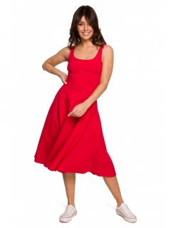 Bawełniana rozkloszowana sukienka na ramiączkach czerwona B218