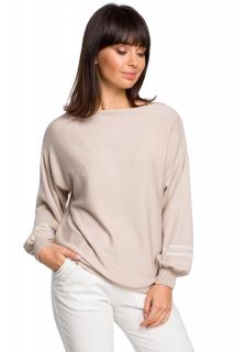 Bluzka-sweter damski z szerokimi rękawami beżowy BK024