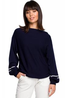 Bluzka-sweter damski z szerokimi rękawami granatowy BK024