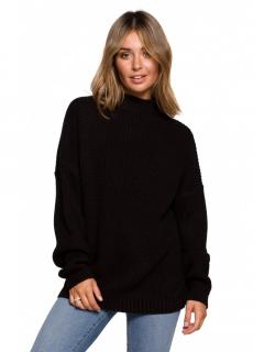 Damski sweter z półgolfem czarny BK078
