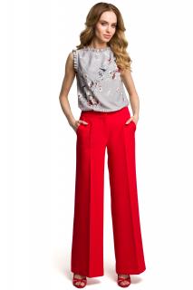 Damskie eleganckie spodnie z szerokimi nogawkami czerwone M378