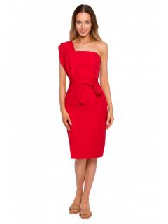 Elegancka sukienka na jedno ramię czerwona M673