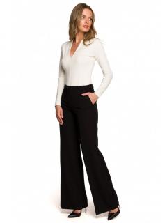 Eleganckie damskie spodnie z szerokimi nogawkami czarne S311