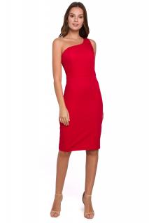 Obcisła sukienka mini na jedno ramię czerwona K003
