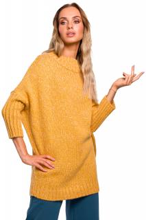 Oversizowy sweter z szerokimi ściągaczami melanż miodowy M470