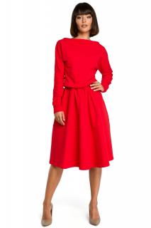 Sukienka midi z luźną górą z rozkloszowanym dołem czerwona B087