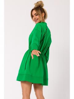 Sukienka na zamek ze sznurowaniem na plecach zielona M733