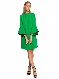 Sukienka o fasonie litery A z szerokimi rękawami soczysta zieleń M698