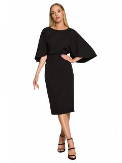 Sukienka ołówkowa midi z szerokimi rękawami czarna M700