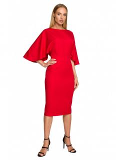 Sukienka ołówkowa midi z szerokimi rękawami czerwona M700