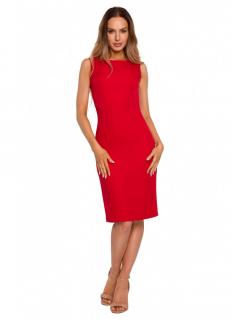Sukienka ołówkowa z łańcuszkiem na plecach czerwona M667
