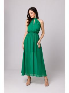 Sukienka szyfonowa maxi z dekoltem halter soczysto zielona K169