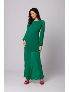 Sukienka szyfonowa maxi z odkrytymi plecami soczysta zieleń K166