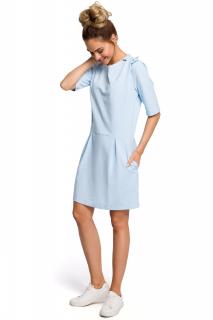 Sukienka z dzianiny dresowej z obniżoną talią błękitna M422