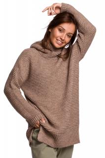 Sweter oversize damski z golfem cappucino BK047
