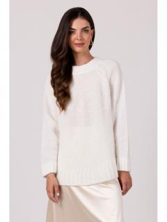 Sweter oversize z nietoperzowymi rękawami biały BK105