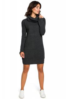 Swetrowa sukienka mini z golfem grafitowa BK010
